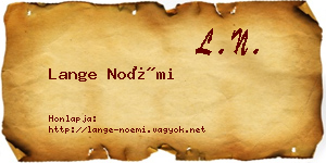 Lange Noémi névjegykártya