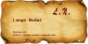Lange Noémi névjegykártya